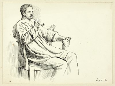 Siddende mand ryger pibe af Henry Stacy Marks