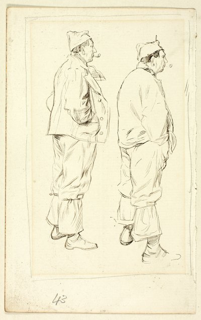 To skitser af en stående arbejder af Henry Stacy Marks