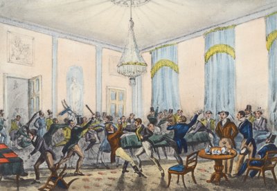 En helvedes ballade i et helvede, Mytton viser kamp (litografi) af Henry Thomas (after) Alken