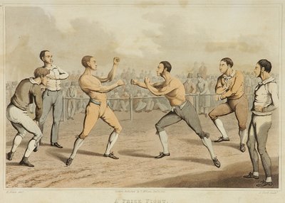 A Prize Fight, indgraveret af J. Clark, udgivet i 1820 (akvatinte) af Henry Thomas (after) Alken