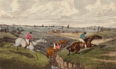 A Steeple-Chase (farve litho) af Henry Thomas (after) Alken