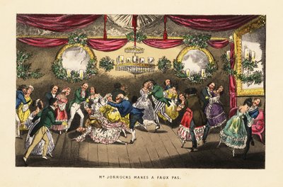 Dansere støder sammen under en vals ved et fornemt bal i Paris af Henry Thomas (after) Alken