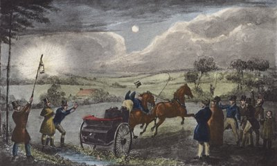 Hvordan man krydser et land komfortabelt efter middagen (litografi) af Henry Thomas (after) Alken
