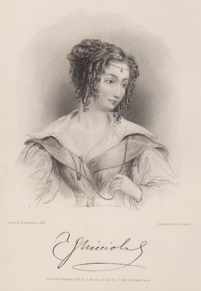 Grevinde Teresa Guiccioli, elskerinde af Lord Byron (gravering) af Henry Thomas (after) Ryall
