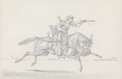 En ladende Mameluke, der affyrer en pistol (grafit og rødt kridt på papir) af Henry Thomas Alken