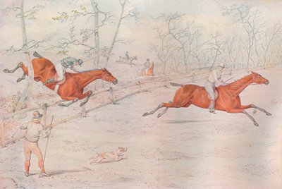 En steeplechase: Dækker et stærkt oksehegn. Ned for hundrede!, 1927 af Henry Thomas Alken