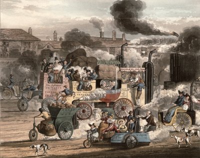 En udsigt over Whitechapel Road fra `Progress of Steam, 1828 af Henry Thomas Alken