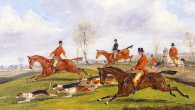 Jagtscene (gouache på panel) (se 349143 for par) af Henry Thomas Alken