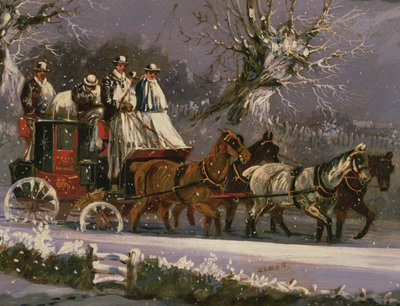 Bus fra London til Dover i sneen af Henry Thomas Alken
