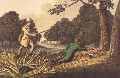 Pike Fishing, akvarel af I. Clark, udgivet af Thomas McLean af Henry Thomas Alken
