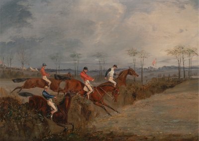 Scener fra et steeplechase: Another Hedge af Henry Thomas Alken