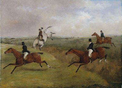The Grand Leicestershire Steeplechase, 12. marts 1829: Dick Christians sidste efterår - almindeligvis kaldet "A Header" af Henry Thomas Alken
