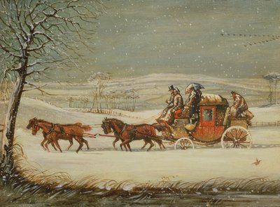 The Royal Mail in Winter (olie på panel) af Henry Thomas Alken