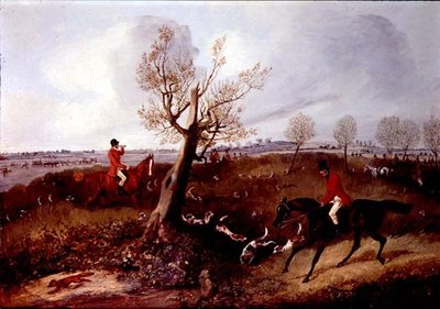 Se Halloo (en af et sæt på fire) (olie på lærred) af Henry Thomas Alken