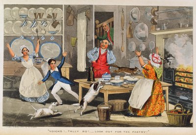 Yoicks!.... Tally Ho!...Look out for the Pastry!", fra Nimrods "The Life of a Sportsman", 1874, (håndkoloreret gravering) af Henry Thomas Alken