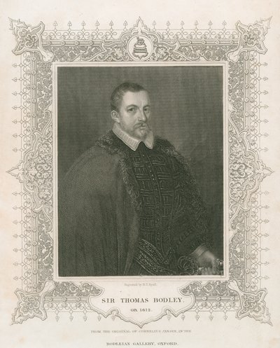 Portræt af Sir Thomas Bodley (1545-1613) (gravering) af Henry Thomas Ryall