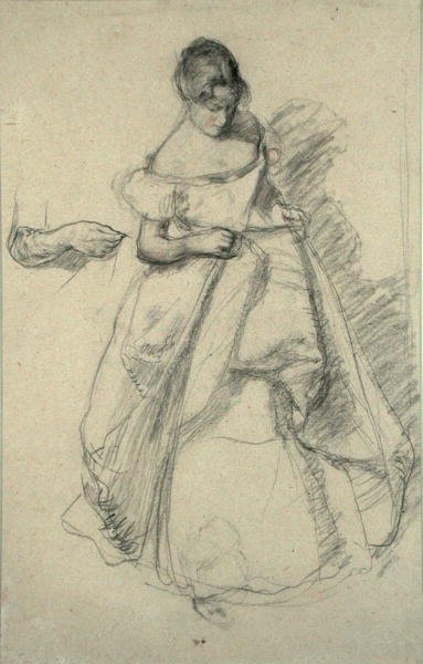 Study of a Girl (sort kridt med rødt kridt) af Henry Tonks
