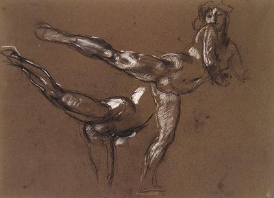 To undersøgelser af en kvindelig nøgen (kridt på papir) af Henry Tonks