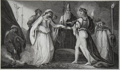 Henry den Førstes ægteskab, indgraveret af Delatre, illustration fra David Humes 