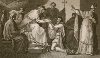 Indsendelse af John, indgraveret af Delatre, illustration fra David Humes 