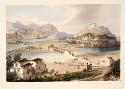 San Sebastian, fra Skitser af landskaber i de baskiske provinser i Spanien, med et udvalg af national musik ?, pub. 1838 (håndfarvet gravering) af Henry Wilkinson