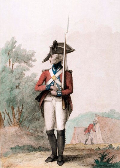 Fodsoldat, ca. 1791 (stipstik) af Henry William (after) Bunbury