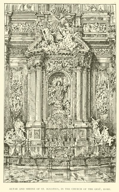 Ignatius alter og helligdom, i Gesu-kirken, Rom (gravering) af Henry William Brewer