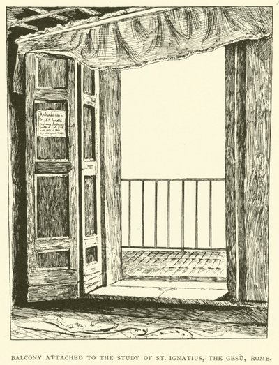 Balkon knyttet til studiet af Skt. Ignatius, Gesu, Rom (gravering) af Henry William Brewer