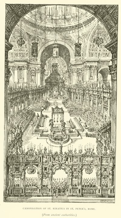 Kanonisering af Sankt Ignatius i Sankt Peterskirken, Rom (gravering) af Henry William Brewer