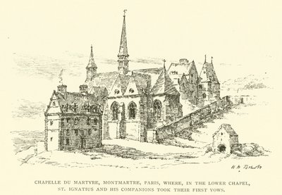 Chapelle du Martyre, Montmartre, Paris, hvor St Ignatius og hans ledsagere i Nedre Kapel aflagde deres første løfter (gravering) af Henry William Brewer