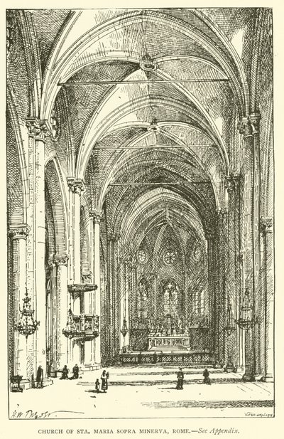 Kirken Sta Maria Sopra Minerva, Rom (gravering) af Henry William Brewer