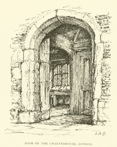 Døren til Charterhouse, London (gravering) af Henry William Brewer