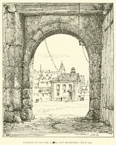 Gateway of Old Ste Barbe, nu ødelagt (gravering) af Henry William Brewer