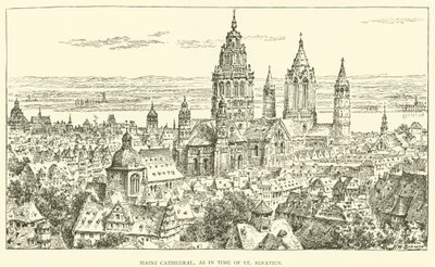 Mainz-katedralen, som i tiden for St Ignatius (gravering) af Henry William Brewer