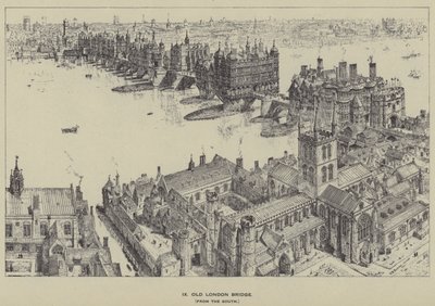 Old London Bridge, fra syd af Henry William Brewer