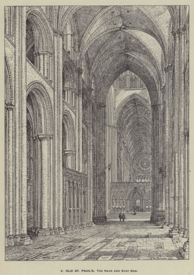 Old St Pauls, The Nave og East End af Henry William Brewer