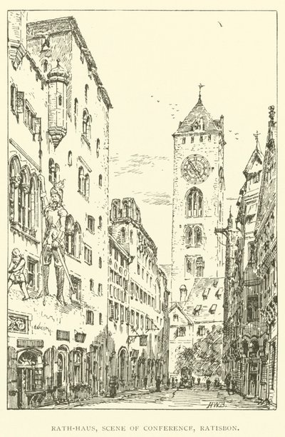 Rath-Haus, konferencescene, Ratisbon (gravering) af Henry William Brewer