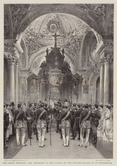 Zarens bryllup, ceremonien i kapellet i Vinterpaladset i Sankt Petersborg af Henry William Brewer
