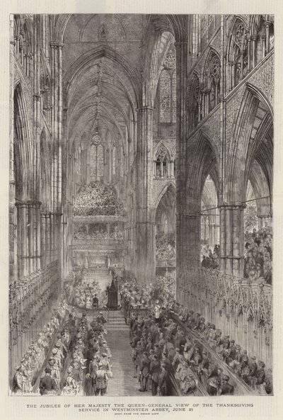 Hendes Majestæt Dronningens jubilæum, General View of Thanksgiving Service i Westminster Abbey, 21. juni af Henry William Brewer