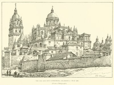 De gamle og nye katedraler, Salamanca (gravering) af Henry William Brewer