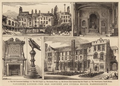 Forsvindende London, det gamle kloster og Cupola House, Hammersmith af Henry William Brewer