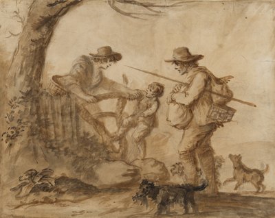A Rustic Family, ca. 1780 (pen, pensel og sepia blæk på papir) af Henry William Bunbury