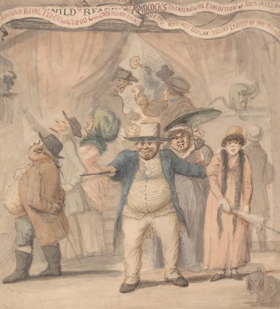 Indgang til Pidcocks udstillingstelt på en messe af Henry William Bunbury