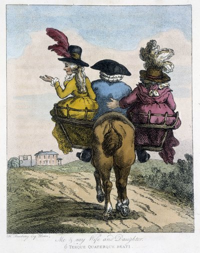 Mig med min kone og min datter - i "" engelske karikaturer om manerer til at ride på en hest"", ill. af H.W. Bunbury, red. John Stockdale af Henry William Bunbury
