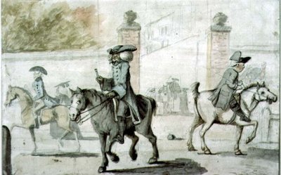 Scene ved indgangsporten til et Oxford College (tryk) af Henry William Bunbury