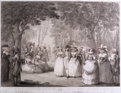 The Gardens of Carlton House med napolitanske balladesangere, indgraveret af William Dickinson (1746-1823), 1784 af Henry William Bunbury