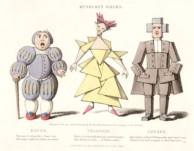 Rund, trekant og firkantet, fra Bunburys Whims, 1828 af Henry William after Bunbury