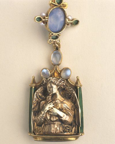 Detalje af dobbeltsidet vedhæng, ca. 1907-10 (blandet medier) af Henry Wilson