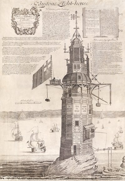 Eddystone Lighthouse, pub. C1762 af Henry Winstanley