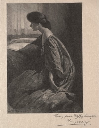 Pige læser ved et vindue. af Henry Wolf